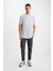 Oscar Erkek %100 Organik Pamuklu Comfort Fit Uzun Dökümlü Kumaş Açık Gri T-shirt 2