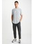 Oscar Erkek %100 Organik Pamuklu Comfort Fit Uzun Dökümlü Kumaş Açık Gri T-shirt 3