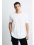 Oscar Erkek Comfort Fit Uzun Dökümlü Kumaş Beyaz T-shirt 1