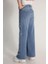 Yıldız Detaylı Bol Paça Kız Denim Pantolon 2