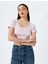 Fiyonklu Crop U Yaka Slim Fit Kısa Kollu Tişört 1