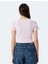 Fiyonklu Crop U Yaka Slim Fit Kısa Kollu Tişört 4