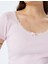 Fiyonklu Crop U Yaka Slim Fit Kısa Kollu Tişört 5