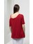 Kadın Kısa Kol Sim Garnili Triko Bluz Kırmızı B7020 4