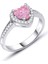 Gümüş Yüzük Pembe Zirkon Taşlı Kalp Pırlanta Modeli 925 Ayar ST070 1