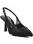 Siyah-Saten Ince Topuklu Kadın Abiye Ayakkabı 575008 Z 3