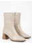 Kadın Talve Bej Parlak Küt Burunlu Topuklu Bot 1