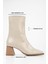 Kadın Talve Bej Parlak Küt Burunlu Topuklu Bot 2