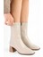 Kadın Talve Bej Parlak Küt Burunlu Topuklu Bot 5