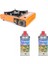Tekli Portatif Ocak Tüp Turuncu+2 Adet 220 gr Kartuş Set 1