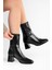 Kadın Talve Siyah Parlak Küt Burunlu Topuklu Bot 3