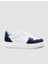 Deri Beyaz - Mavi Bağcıklı Erkek Sneaker 1