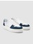 Deri Beyaz - Mavi Bağcıklı Erkek Sneaker 2