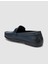 %100 Hakiki Deri Lacivert Toka Detaylı Erkek Loafer 5