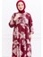 Çiçek Desen Şifon Elbise 1351 - Bordo 3