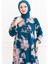 Çiçek Desen Şifon Elbise 1351 - Indigo 3