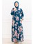 Çiçek Desen Şifon Elbise 1351 - Indigo 5