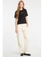 Kadın Crop Boxy T-Shirt Nakış Işlemeli Siyah 1