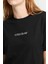Kadın Crop Boxy T-Shirt Nakış Işlemeli Siyah 4