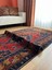 110X217CM Mavi Kırmızı Vintage El Dokuma Halı, Ev ve Ofis Için Harika Kondisyonlu Nostaljik Halı 4