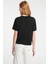 Kadın Crop Boxy T-Shirt Nakış Işlemeli Siyah 3