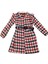 Kız Çocuk Düğme Kapamalı Kemerli Ekose Desenli Kırmızı Renk Oduncu Elbise 1