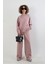 Pudra O Yaka Triko Detay Modal Sweatshirt Pantolon Takım 1