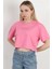 Kadın Bisiklet Yaka Hipan Hipan Baskılı T-Shirt Pembe - 925041 2