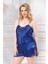 Cantam Büyük Beden Saks Saten Babydoll Şort Takımı 1