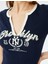 V Yaka Crop Slim Fit Kolej Baskılı Düğmeli Tişört 5