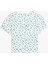 V Yaka Düğmeli Çiçek Desenli Slim Fit Crop Tişört 2