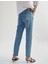 Normal Bel Düğmeli Crop Düz Paça Slim Fit Denim Pantolon - Slim Fit Jeans 3