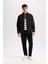 Slim Fit Dar Kesim Dik Yaka Lastikli ve Fermuarlı Su Geçirmez Mont D7532AX25SP 2