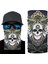 Siyah Renk Üzeri Likralı Beyaz Kafatası Kuru Kafa Baskılı Baf Buff Bandana 28X45 cm 1
