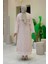 Yakalı Dantel Güpür Detay Abaya 7830 Taş 2