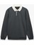 Uzun Kollu Pamuk Karışımlı Renk Kontrastlı Polo Yaka Sweatshirt 1