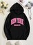 New York Brooklyn Sweatshirt - Siyah Baskılı Oversize Kışlık Kalın Kapüşonlu 1