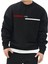 Paris Çizgi Sweatshirt - Siyah Baskılı Oversize Kışlık Kalın Bisiklet Yaka 1
