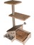 Çok Amaçlı Katlı Kedi Oyun Evi-İsim Baskılı-Ahşap MDF-Tırmalama Çubuklu-Kahverengi-Çelik Kase-2*350 4