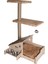 Çok Amaçlı Katlı Kedi Oyun Evi-İsim Baskılı-Ahşap MDF-Tırmalama Çubuklu-Kahverengi-Çelik Kase-2*350 6