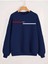 Paris Çizgi Sweatshirt - Lacivert Baskılı Oversize Kışlık Kalın Bisiklet Yaka 1