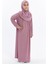 Çocuk Namaz Elbisesi- Kaşkorse Pratik Başörtülü - Koyu Pembe 5