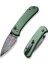Qubit Button Lock & Thumb Stud Knife Damascus Green Aluminum Handle Çakı 2