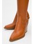 Kadın Topuklu Sivri Burunlu Fermuarlı Çizme Gerçek Deri Dc 1591 Taba 3
