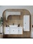 Oval Lavabolu Mat Mdf 120 cm Çekmeceli Banyo Dolabı + Aynalı Üst Dolabı + Boy Dolabı 1