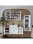 Oval Lavabolu Mat Mdf 120 cm Çekmeceli Banyo Dolabı + Aynalı Üst Dolabı + Boy Dolabı 3