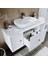 Oval Lavabolu Mat Mdf 120 cm Çekmeceli Banyo Dolabı + Aynalı Üst Dolabı + Boy Dolabı 4