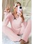 Pembe Pamuklu Fiyonk Detaylı Pijama Takımı 1