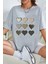 Kadın Kalp Baskılı T-Shirt Oversize Salaş 1