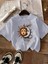 Kadın Geometrik Ay&güneş Baskılı T-Shirt Oversize Salaş 3